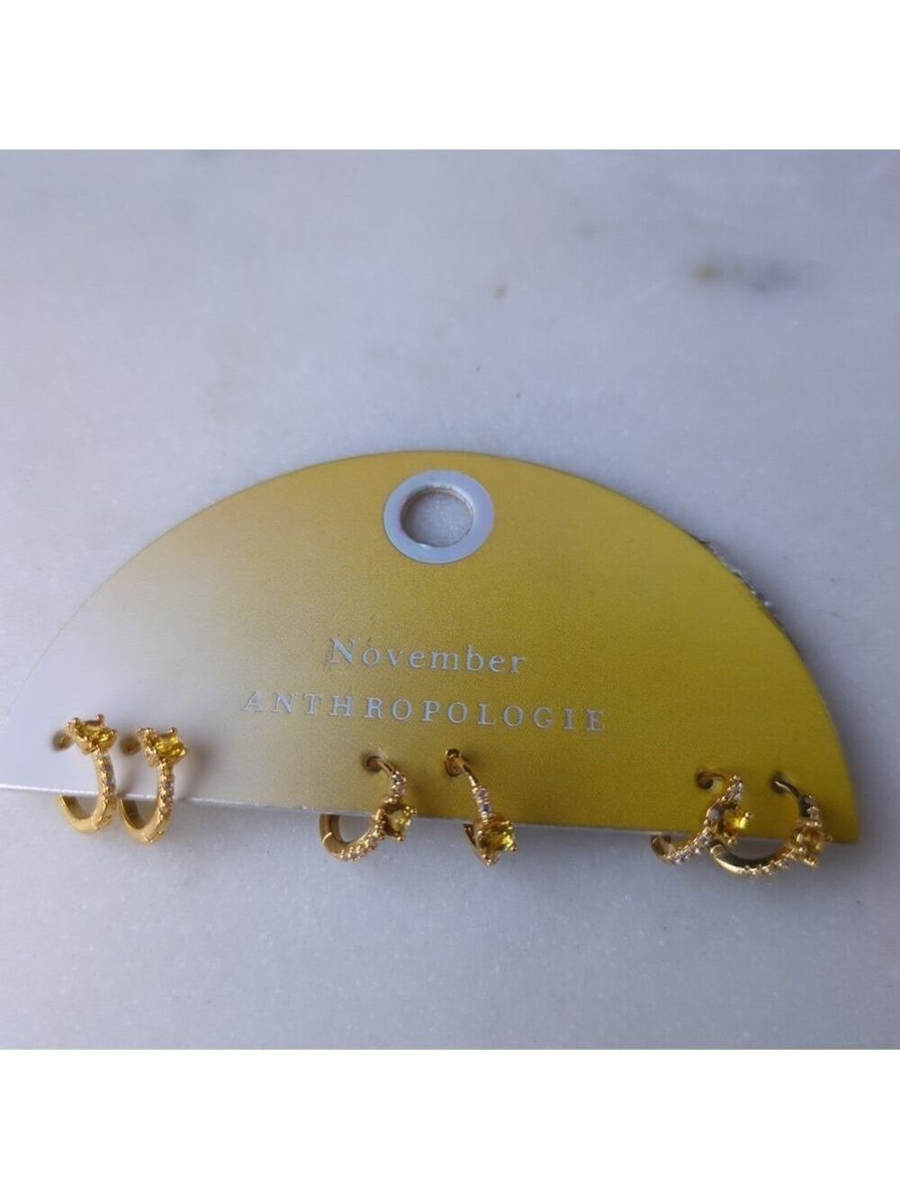 Anthropologie Small Hoop & Stud 14K Gold Plated Earrings Set, 3 Pairs - NWT - Picture 1 of 9